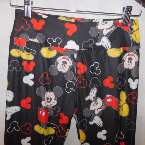 Miss T's Fashion Womens OS Size 2 - 14 Mickey Mouse Print Leggings Black Red - Picture 3 of 8